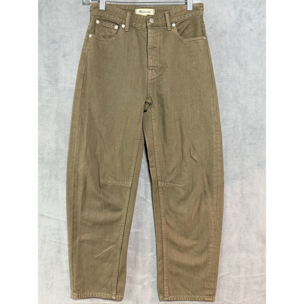 Madewell The Darted Barrel-Leg Jean in Vintage Canvas Rigid Size Green 23